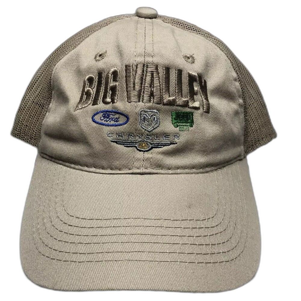 Big Valley Ford Dodge Chrysler Dealership Trucker Hat Cap Platinum Series Tan